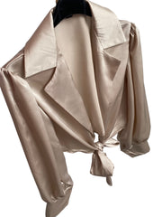 Satin bow blouse