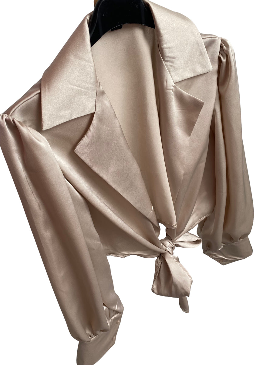 Satin bow blouse