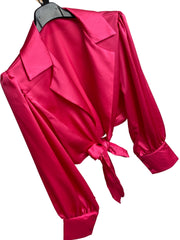 Satin bow blouse