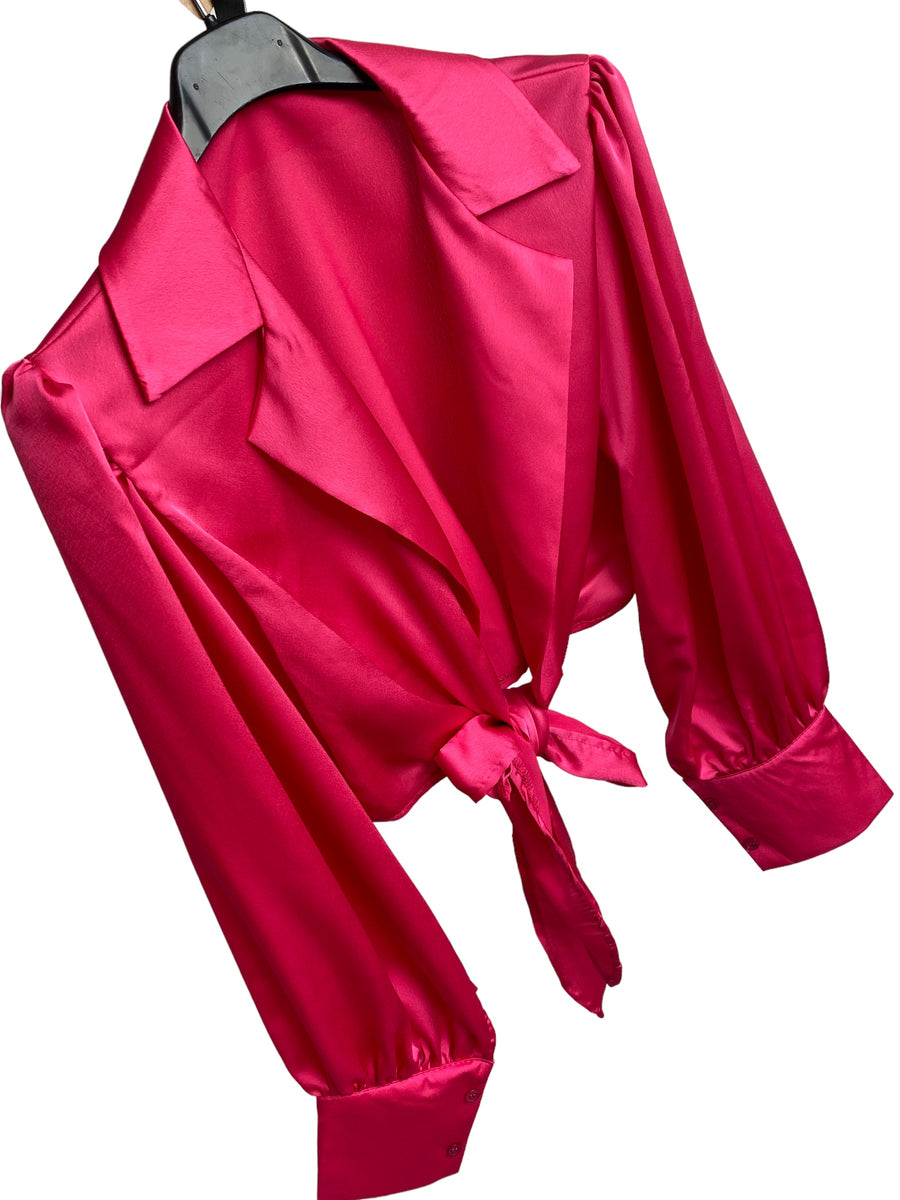 Satin bow blouse