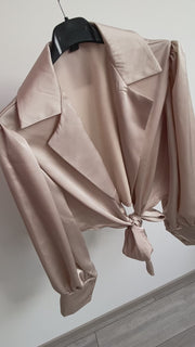 Satin bow blouse