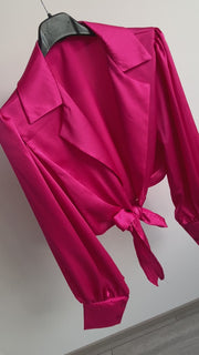 Satin bow blouse